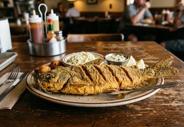 Image showing whole fried catfish plate