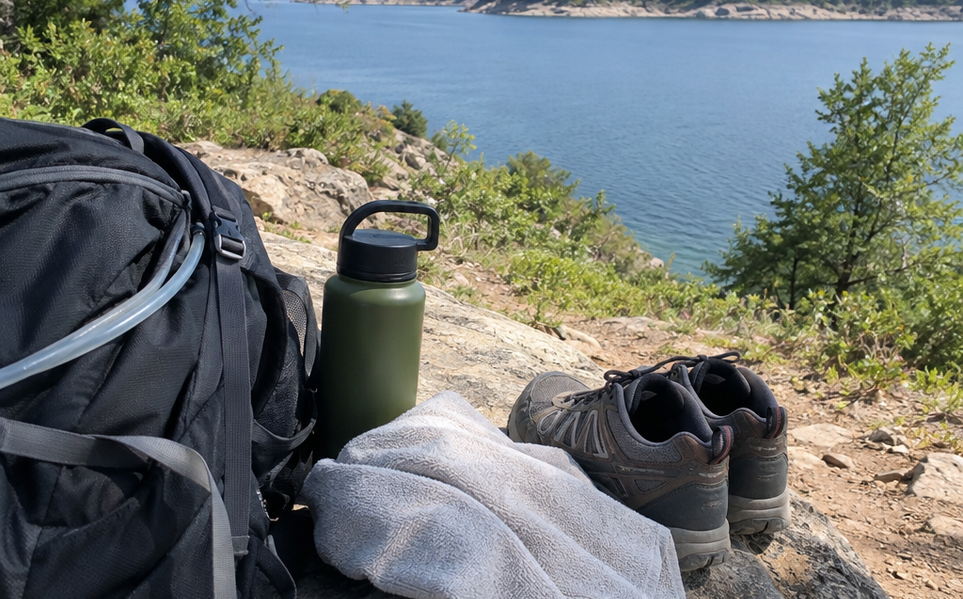 Image showing lakeside hike